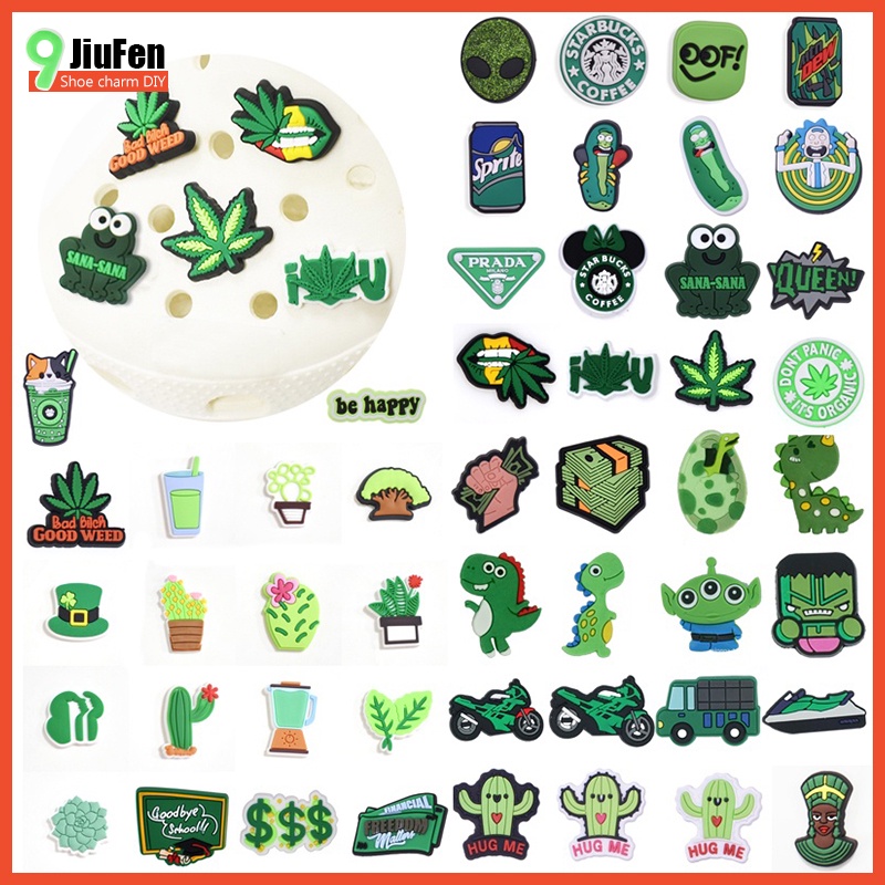 Croc Jibbit การ ์ ตูน Croc หัวเข ็ มขัดสีเขียวเงินไดโนเสาร ์ รถจักรยานยนต ์ บุคลิกภาพรูปแบบ DIY ของขวัญรองเท ้ าอุปกรณ ์ เสริม