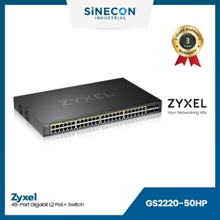 ZyXEL(ไซเซิล) เน็ตเวิร์กสวิตช์ รุ่น GS2220-50HP | 48-Port Gigabit L2 PoE+ Switch