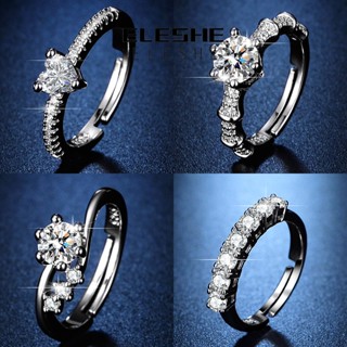 Eleshe Jewelry แหวนเพชรโมอิส เงิน 925 เรียบง่าย สําหรับผู้หญิง M069