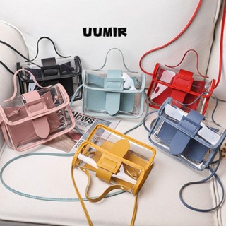 UUMIR  กระเป๋าสะพายไหล่ กระเป๋าถือ PVC เจลลี่ใส สีแคนดี้ สําหรับสตรี