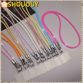 SHOUOUY สายคล้องโทรศัพท์มือถือ ประดับเพชรคริสตัล พลอยเทียม ระยิบระยับ ป้องกันการสูญหาย หรูหรา สําหรับโทรศัพท์มือถือ