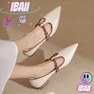 IBAII.  สไตล์ใหม่ชี้นิ้วเท้าส้นหนารองเท้าเดียวเฉพาะย้อนยุครองเท้าสตรีส้นเตี้ยฝรั่งเศส