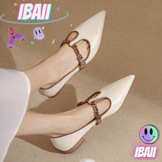 IBAII.  สไตล์ใหม่ชี้นิ้วเท้าส้นหนารองเท้าเดียวเฉพาะย้อนยุครองเท้าสตรีส้นเตี้ยฝรั่งเศส