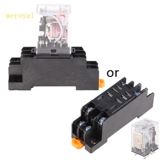 Weroyal LY2NJ รีเลย์กลาง MY4N-J AC 220V พร้อมฐาน สําหรับ DC 12V 10A 8 Pin