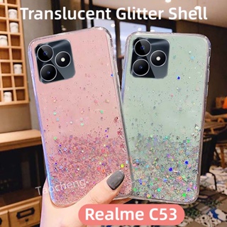 เคสโทรศัพท์มือถือ TPU นิ่ม แบบใส กันกระแทก ลายกลิตเตอร์ สีชมพู สําหรับ Realme C53 Narzo N53 RealmeC53 RealmeNarzoN53 4G 2023