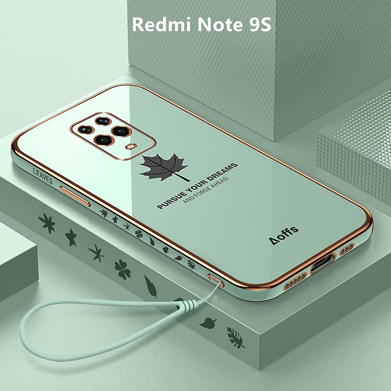Casing Redmi Note 9S Case Maple Leaves Plating Cover Soft TPU Phone Case Redmi Note 9S