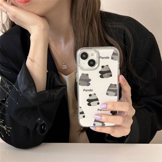 เคสโทรศัพท์มือถือแบบแข็ง กันกระแทก ลายแพนด้าน่ารัก พร้อมกระจก สําหรับ Iphone 14pro max Apple 13 12 11 14pro 13promax 13