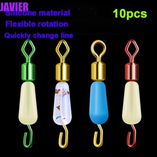 JAVIER ทุ่นลอยน้ํา เชื่อมต่อเร็ว ซิลิโคน สีอุปกรณ์ตกปลา หมุนได้ 10 ชิ้น/ล็อต