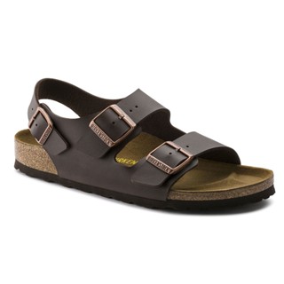 Birkenstock Milano Birko-flower รองเท้าแตะ กว้าง สีน้ําตาลเข้ม สําหรับผู้หญิงและผู้ชาย -34701