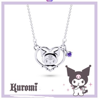 SANRIO เครื่องประดับ สร้อยคอ สร้อยข้อมือ แหวน ต่างหู ลายการ์ตูนอนิเมะ I.Love.Kuromi สีเงิน แบบสร้างสรรค์ แฟชั่นสําหรับผู้หญิง [RAIN]