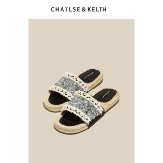 CHATLES &amp; KEIT ร้อยเปอร์เซนต์รองเท้าสนีกเกอร์ ใส่ในคอลเลคชั่นใหม่ในฤดูร้อนของหญิงสาวที่สวมรองเท้าลากลมเย็นในฤดูร้อนของ CHATLES &amp; KEIT