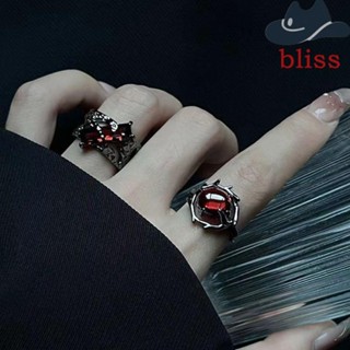 BLISS เครื่องประดับ แหวนแฟชั่น รูปเรขาคณิต ปรับได้ สีแดง ของขวัญวันวาเลนไทน์ สไตล์เกาหลี