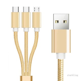 Star 3 in 1 สายชาร์จ USB เป็น USB C Micro USB สําหรับโทรศัพท์มือถือ