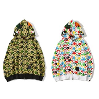 เสื้อกันหนาว มีฮู้ด ปักลายไดโนเสาร์ Bapegreen Kaleidoscope