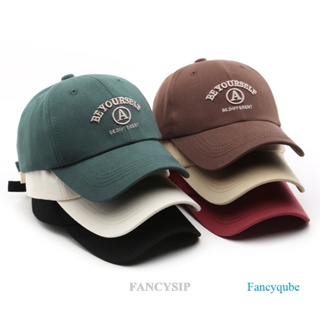 Fancysip หมวกเบสบอล ปักลายตัวอักษร แนวสตรีท ย้อนยุค สีดํา และสีขาว สําหรับผู้ชาย และผู้หญิง