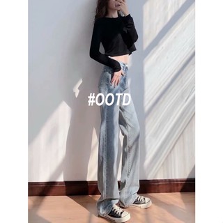 OOTD SHOP กางเกงขายาว กางเกงยีนส์ผู้หญิง ผู้หญิงแฟชั่นเกาหลี A97L054