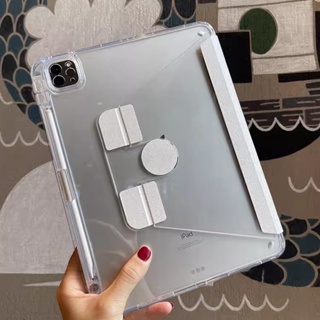 เคส iPad Mini 6 2021 10th 10.9 Pro 11 2022 9.7 2017 2018 9.7 Air 2 1 3Pro 10.5 10.2 9th 8th 7th 360° ฝาครอบขาตั้งอะคริลิคใส แบบหมุนได้ พร้อมช่องใส่ปากกา