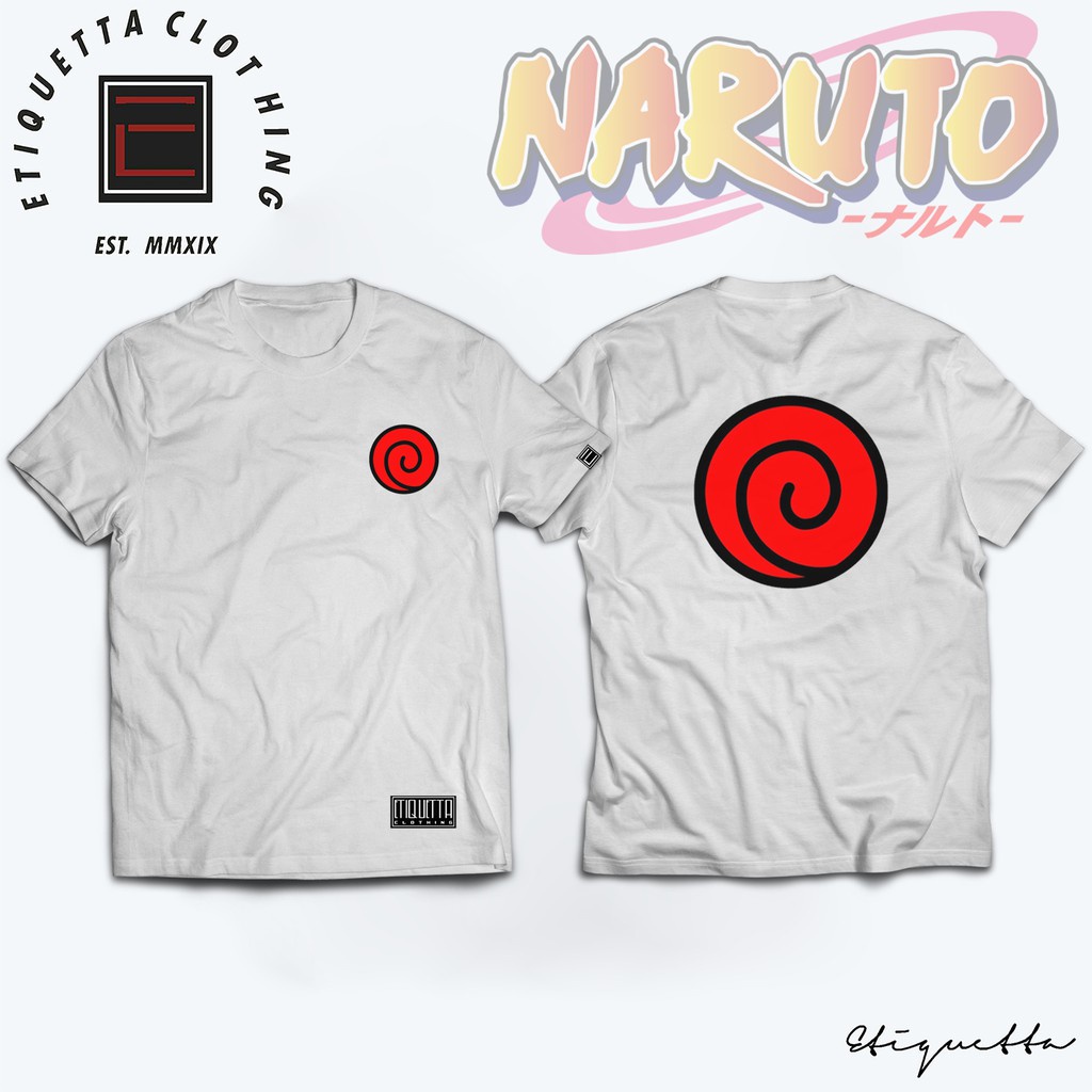 พร้อมส่ง Anime Shirt - Naruto - Uzumaki Clan Logo การเปิดตัวผลิตภัณฑ์ใหม่ T-shirt