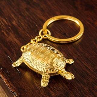 Money Drawing Little Golden Turtle Keychain Alloy Pendant Creative Personality Car Chain Key Ring Ring Net Red Cute Female Pendant 0AEU