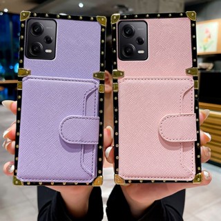 เคสโทรศัพท์มือถือหนัง ทรงสี่เหลี่ยม กันกระแทก พร้อมช่องใส่บัตร สําหรับ xiaomi Redmi Note 12 Pro Note 11 Pro Note 11S