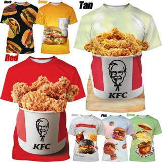 ใหม่ เสื้อยืดลําลอง แขนสั้น พิมพ์ลายกราฟฟิค KFC 3D แฟชั่นฤดูร้อน สําหรับผู้ชาย และผู้หญิง XS-5XL