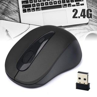 เมาส์ออปติคอลไร้สาย 2.4GHz USB Dongle สําหรับ PC Laptop MAC สีดํา ☆สไตล์ตะวันตก