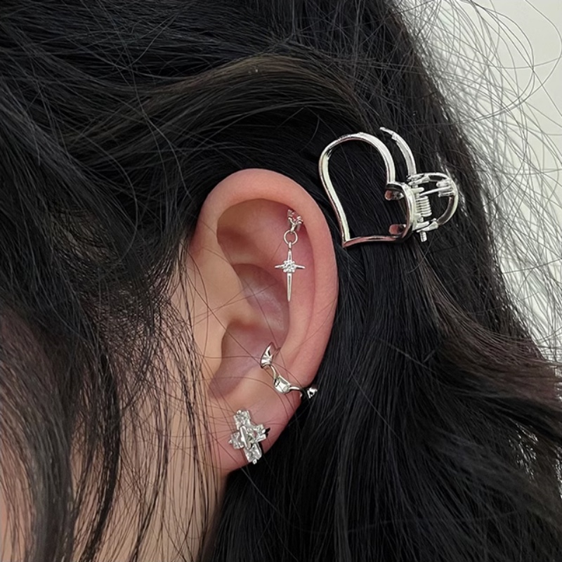We Flower ต่างหูโซ่เงิน S925 จี้ไม้กางเขน ประดับคริสตัล สไตล์พังก์ กันแพ้ เครื่องประดับ สําหรับผู้หญิง ผู้ชาย - รูปที่ 2