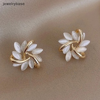 [jewelrybase] ต่างหูสตั๊ด ทรงกลม กลีบโอปอล สวยหรู สําหรับผู้หญิง