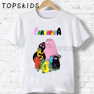 เสื้อยืดแขนสั้น พิมพ์ลายการ์ตูน Barbapapa แฟชั่นฤดูร้อน สําหรับเด็กผู้ชาย และเด็กผู้หญิง HKP5162 2023