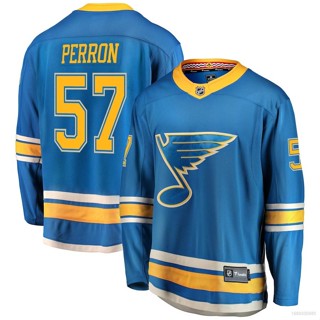 Hq1 NHL St Louis Blues Jersey Perron No.57 เสื้อยืด แขนยาว พลัสไซซ์ QH1