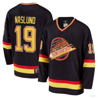 เสื้อยืดแขนยาว ลาย HQ1 NHL Vancouver Canucks Jersey Markus Naslund สีดํา พลัสไซซ์ QH1