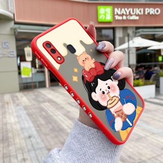 สําหรับ Samsung galaxy A30 A20 M20 เคส การ์ตูน ชานม เด็กผู้หญิง รูปแบบ ด้านบาง ขอบสี่เหลี่ยม ดีไซน์ใหม่ กันกระแทก ฝ้า ใส เคสโทรศัพท์แข็ง