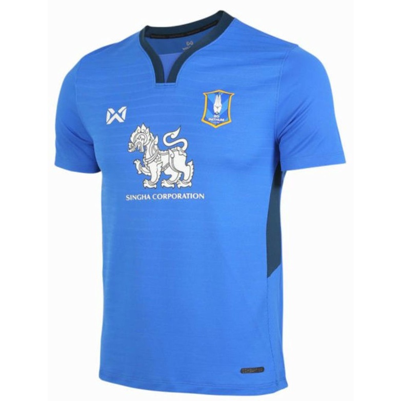 เสื้อกีฬาแขนสั้น ลายทีมชาติฟุตบอล BGPU FC Bangkok Glass BG Phatum Thailand ชุดเยือนสิงห์ สีขาว ฟ้า 2