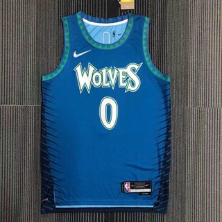 เสื้อกีฬาบาสเก็ตบอล NBA Minnesota Timberwolves สําหรับผู้ชาย #0 เสื้อกีฬาแขนสั้น ลายทีมชาติสวิงแมน DAngelo Russell ครบรอบ 75 ปี สีเงิน สไตล์เรโทร 791037