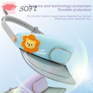 Softness หมวกพัดเปล่า ระบายอากาศ ป้องกันรังสียูวี ปรับได้ 3 ความเร็ว สําหรับเด็ก