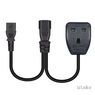 Utakee ตัวเชื่อมต่อสายไฟ 3Pin IEC320-C14 เป็น IEC320-C13+UK13A