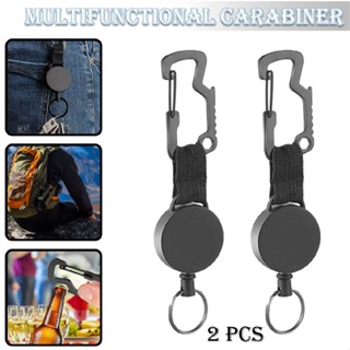 Retractable Heavy Duty Pull Ring Key Chain Recoil Keyring Wire Rope Key Holder