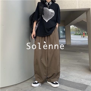 Solenne กางเกงขายาว กางเกงยีสน์ผู้หญิง ทรงหลวม ๆ ตรง Retro Hip Hop Pants 2023 NEW Style 071721