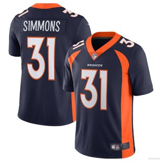 Yp2 NFL เสื้อยืดลําลอง แขนสั้น พิมพ์ลายฟุตบอล Denver Broncos Jersey Justin Simmons No.31 พลัสไซซ์ PY2