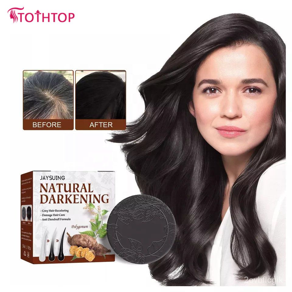 Jaysuing Polygonum Hair Soap Black Hair Natural Darkening Soap แชมพูสระผม Natural Organic Shampoo Soap Hair Loss Bar [TOP]