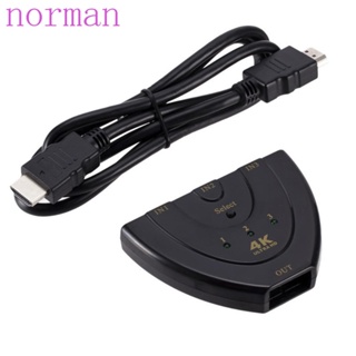 Norman สวิตช์ HDMI 3 พอร์ต ขนาดเล็ก ใช้พลังงานต่ํา 1080P เข้า 3 ออก 1 ปลั๊กแอนด์เพลย์ เข้า 3 ออก 1 อะแดปเตอร์ 4K สําหรับคอมพิวเตอร์ PC โปรเจคเตอร์