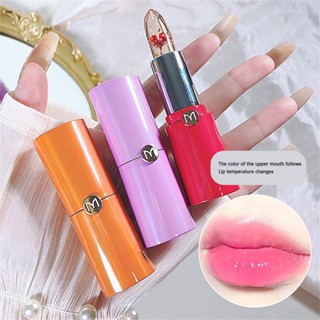 Mansly Color-change Crystal Flower Lipstick Transparent Jelly Gold Foil Lip Balm ลิปสติกเปลี่ยนสีตามอุณหภูมิไม่ติดถ้วยไม่จางหาย nuuo