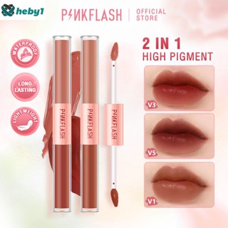 Pinkflash Double Head Matte Lipstick 2 In 1 Liquid Lip Tint ลิปกลอส Velvet Tint High Pigment Long-last Lip Glaze heby1