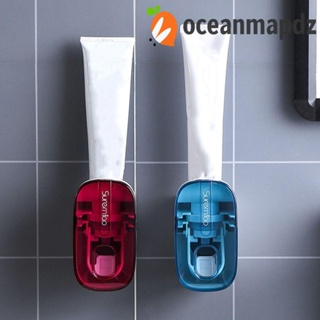 Oceanmapdz เครื่องบีบยาสีฟันอัตโนมัติ แบบติดผนังห้องน้ํา ไม่มีรู กันน้ํา สําหรับครอบครัว