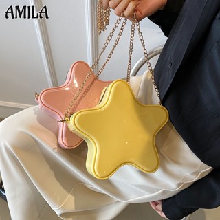 AMILA กระเป๋าสะพายข้างลายดาวน่ารัก Mori Fashion Messenger กระเป๋าโซ่ สดชื่นและเป็นกันเอง พื้นผิวขั้นสูง