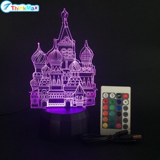 ฐานโคมไฟ LED 3D ไล่โทนสี หลากสีสัน พร้อมรีโมตคอนโทรล (ไม่มีไฟ)