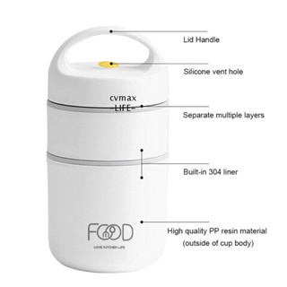 CYMX กล่องอาหารกลางวันสุญญากาศ สเตนเลส 304 วางซ้อนกันได้ สําหรับอาหารเช้า