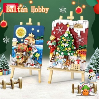 Baltan X3L 1282 Sleigh Car 1283 บล็อคตัวต่อ รูปต้นคริสต์มาส สามมิติ ขนาดเล็ก พร้อมตัวยึด สําหรับตกแต่ง