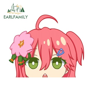 Earlfamily สติกเกอร์ ลายกราฟฟิติอนิเมะ Hololive Sakura Miko Peeker ขนาด 13 ซม. x 10.8 ซม. สําหรับติดตกแต่งหน้าต่างรถยนต์