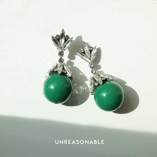 ต่างหู สีเขียว ต่างหูคลิป ต่างหูก้านเงินแท้ Unreasonable Accessories UA0848-02